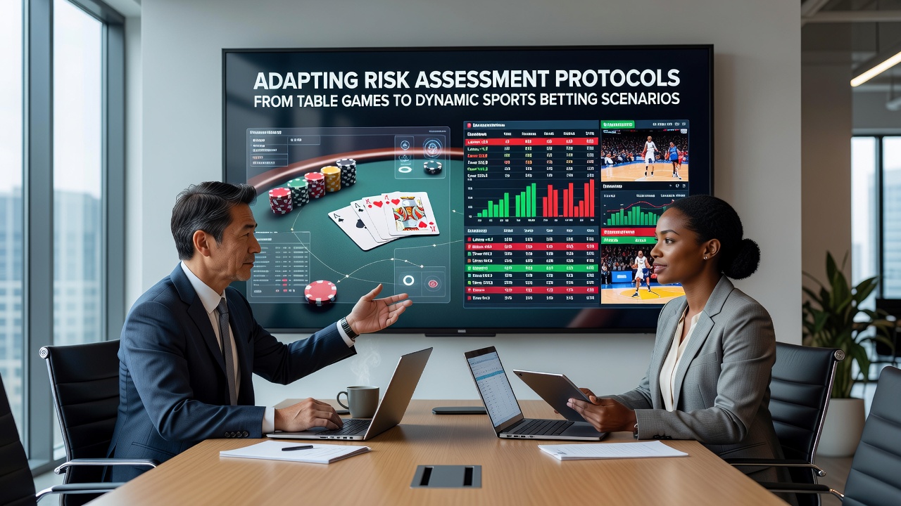 Diagram showing risk assessment models transitioning from casino table games to live sports betting interfaces
