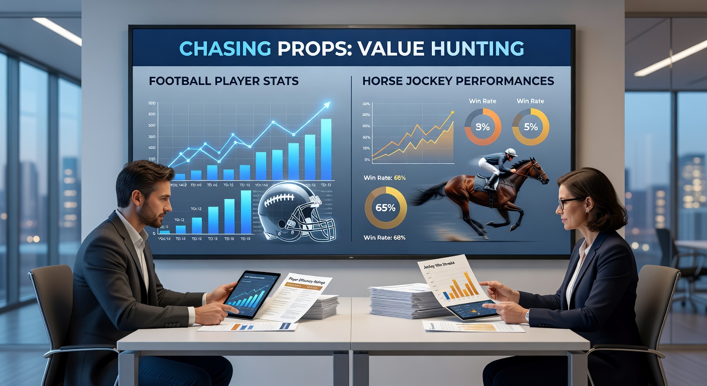 Horse jockey urging mount toward the finish line in a thrilling race, emphasizing performance stats key to prop betting value