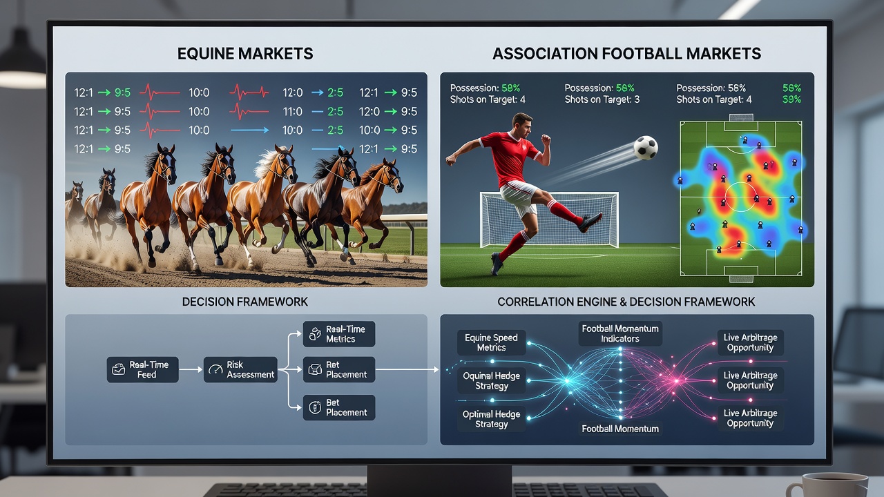 Visualization of real-time data streams integrated into equine and soccer in-play decision models