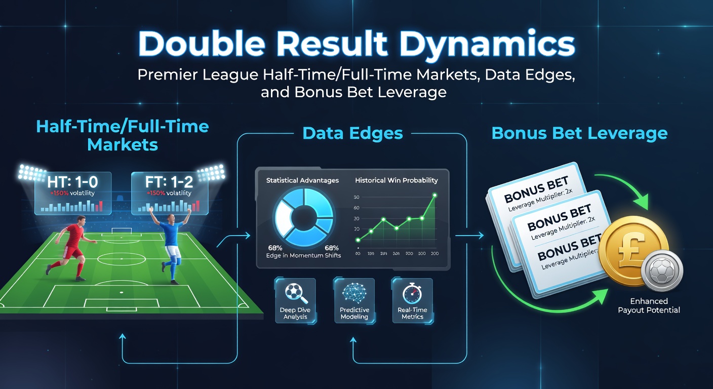 Premier League match action showing half-time scoreboard with dynamic odds shifting for double result markets