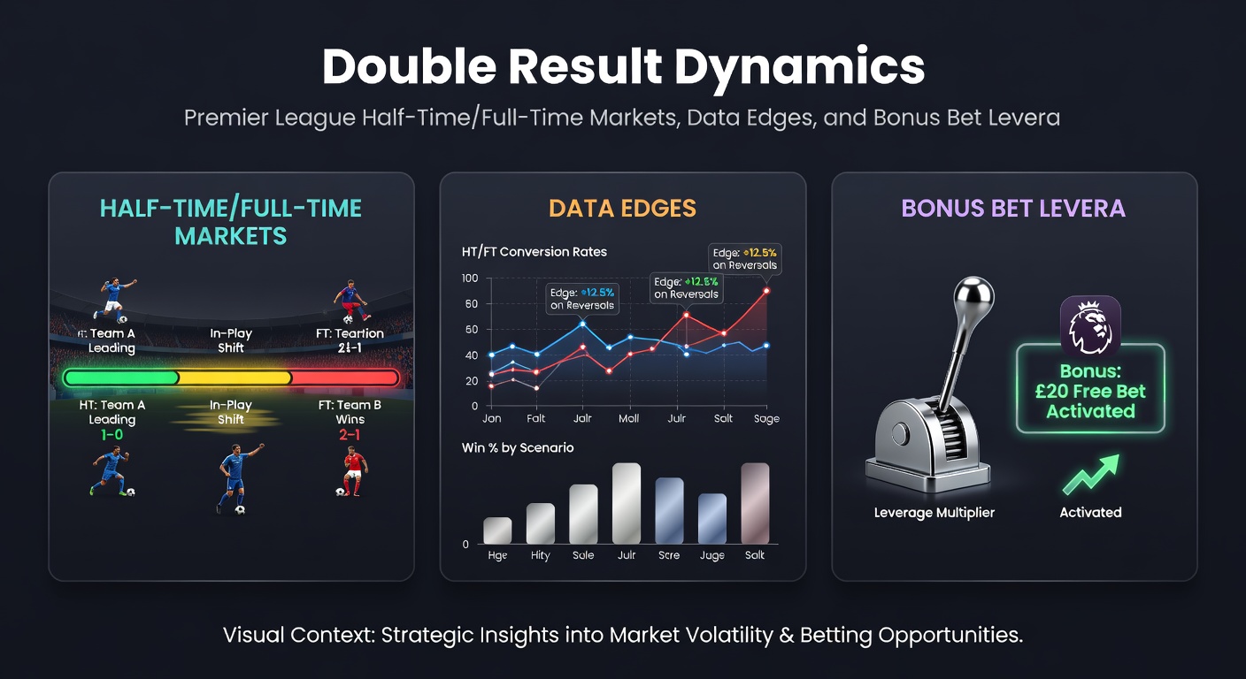 Graph illustrating Premier League half-time to full-time outcome frequencies with overlaid bonus bet multipliers