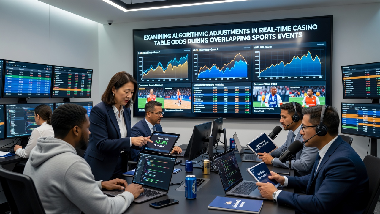 Close-up of algorithmic dashboard displaying real-time odds adjustments for casino tables linked to live sports data