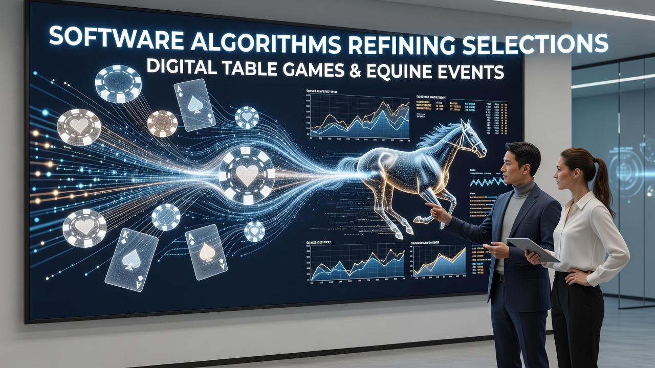 Software algorithms analyzing selections in digital table games and horse racing events