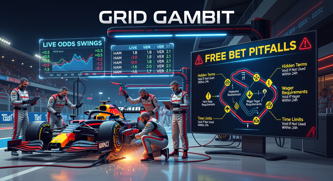 Formula One cars speeding through a pit stop, tires changing in a blur of motion