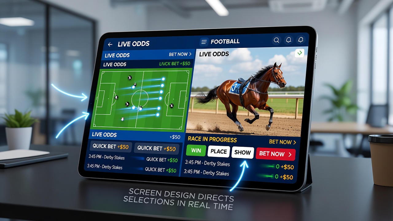 Mobile screen showing real-time football betting interface with highlighted odds and quick-bet buttons