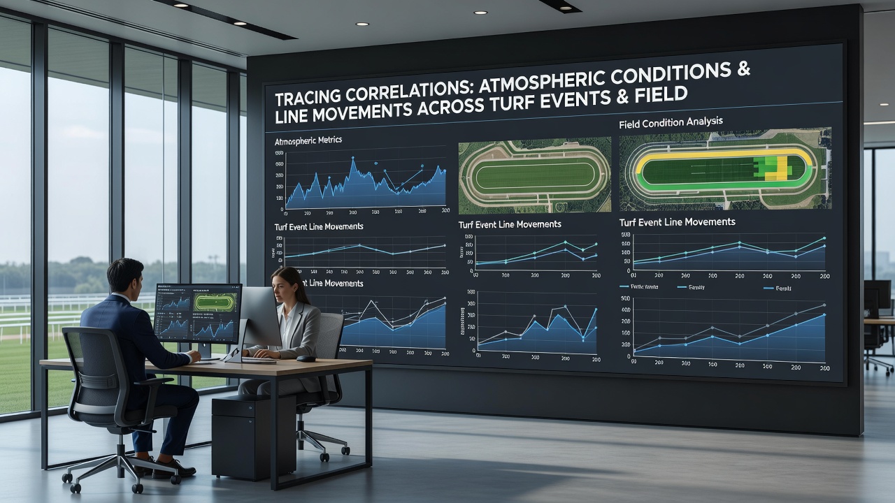 Detailed charts mapping weather variables against historical line movements in racing and field sports